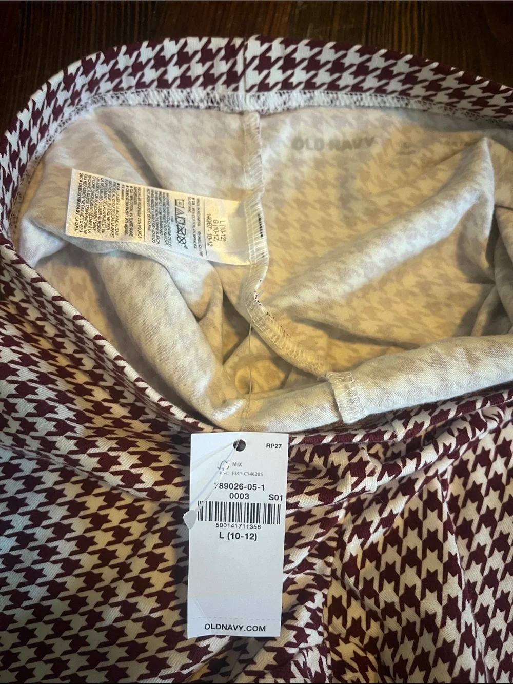 Old Navy Wine Houndstooth Kids Leggings